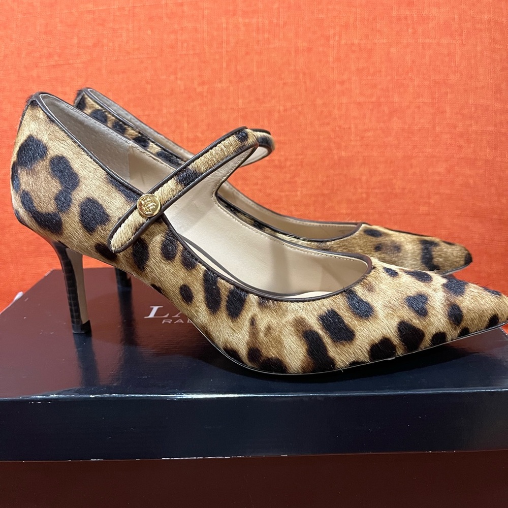 Lauren Ralph Lauren Leopard Print Heels NWT - Picture 3 of 8